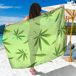 Green Hemp Leaves Pattern Print Beach Sarong Wrap