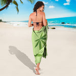 Green Hemp Leaves Pattern Print Beach Sarong Wrap