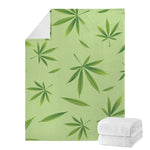 Green Hemp Leaves Pattern Print Blanket