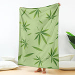 Green Hemp Leaves Pattern Print Blanket