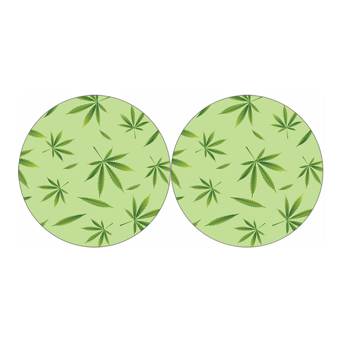 Green Hemp Leaves Pattern Print Car Coasters