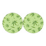 Green Hemp Leaves Pattern Print Car Coasters