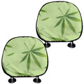 Green Hemp Leaves Pattern Print Car Headrest Covers