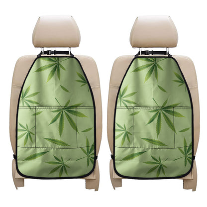 Green Hemp Leaves Pattern Print Car Seat Organizers