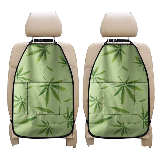 Green Hemp Leaves Pattern Print Car Seat Organizers