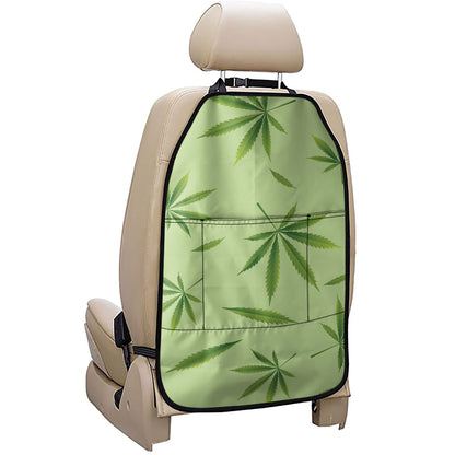 Green Hemp Leaves Pattern Print Car Seat Organizers