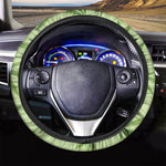 Green Hemp Leaves Pattern Print Car Steering Wheel Cover