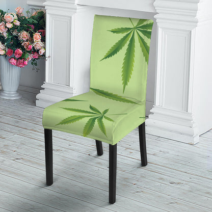 Green Hemp Leaves Pattern Print Dining Chair Slipcover