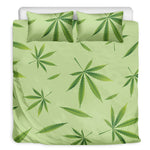 Green Hemp Leaves Pattern Print Duvet Cover Bedding Set