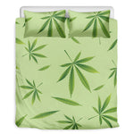 Green Hemp Leaves Pattern Print Duvet Cover Bedding Set