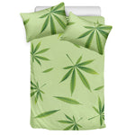 Green Hemp Leaves Pattern Print Duvet Cover Bedding Set