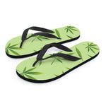 Green Hemp Leaves Pattern Print Flip Flops