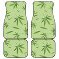 Green Hemp Leaves Pattern Print Front and Back Car Floor Mats