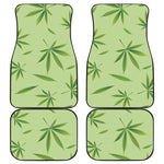 Green Hemp Leaves Pattern Print Front and Back Car Floor Mats