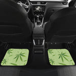 Green Hemp Leaves Pattern Print Front and Back Car Floor Mats