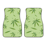 Green Hemp Leaves Pattern Print Front Car Floor Mats