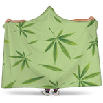 Green Hemp Leaves Pattern Print Hooded Blanket