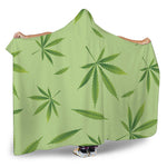 Green Hemp Leaves Pattern Print Hooded Blanket