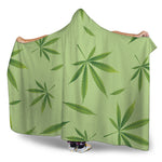 Green Hemp Leaves Pattern Print Hooded Blanket