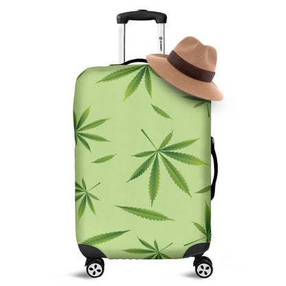 Green Hemp Leaves Pattern Print Luggage Cover