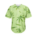 Green Hemp Leaves Pattern Print Men's Baseball Jersey