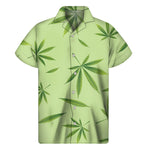 Green Hemp Leaves Pattern Print Men's Short Sleeve Shirt