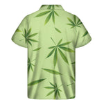 Green Hemp Leaves Pattern Print Men's Short Sleeve Shirt