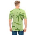 Green Hemp Leaves Pattern Print Men's T-Shirt