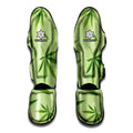 Green Hemp Leaves Pattern Print Muay Thai Shin Guards