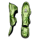 Green Hemp Leaves Pattern Print Muay Thai Shin Guard