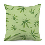 Green Hemp Leaves Pattern Print Pillow Cover