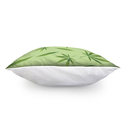 Green Hemp Leaves Pattern Print Pillow Cover