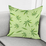 Green Hemp Leaves Pattern Print Pillow Cover