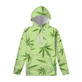 Green Hemp Leaves Pattern Print Pullover Hoodie