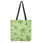 Green Hemp Leaves Pattern Print Tote Bag
