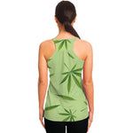 Green Hemp Leaves Pattern Print Women's Racerback Tank Top