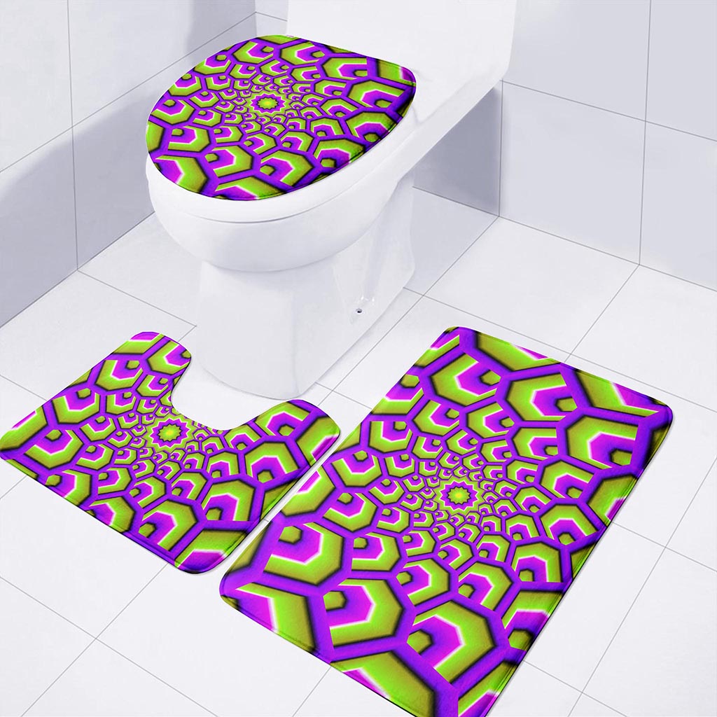 Green Hive Moving Optical Illusion 3 Piece Bath Mat Set