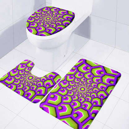 Green Hive Moving Optical Illusion 3 Piece Bath Mat Set