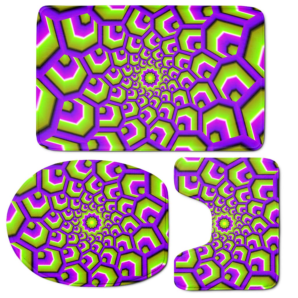 Green Hive Moving Optical Illusion 3 Piece Bath Mat Set