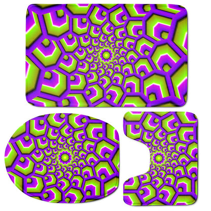 Green Hive Moving Optical Illusion 3 Piece Bath Mat Set