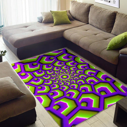 Green Hive Moving Optical Illusion Area Rug GearFrost