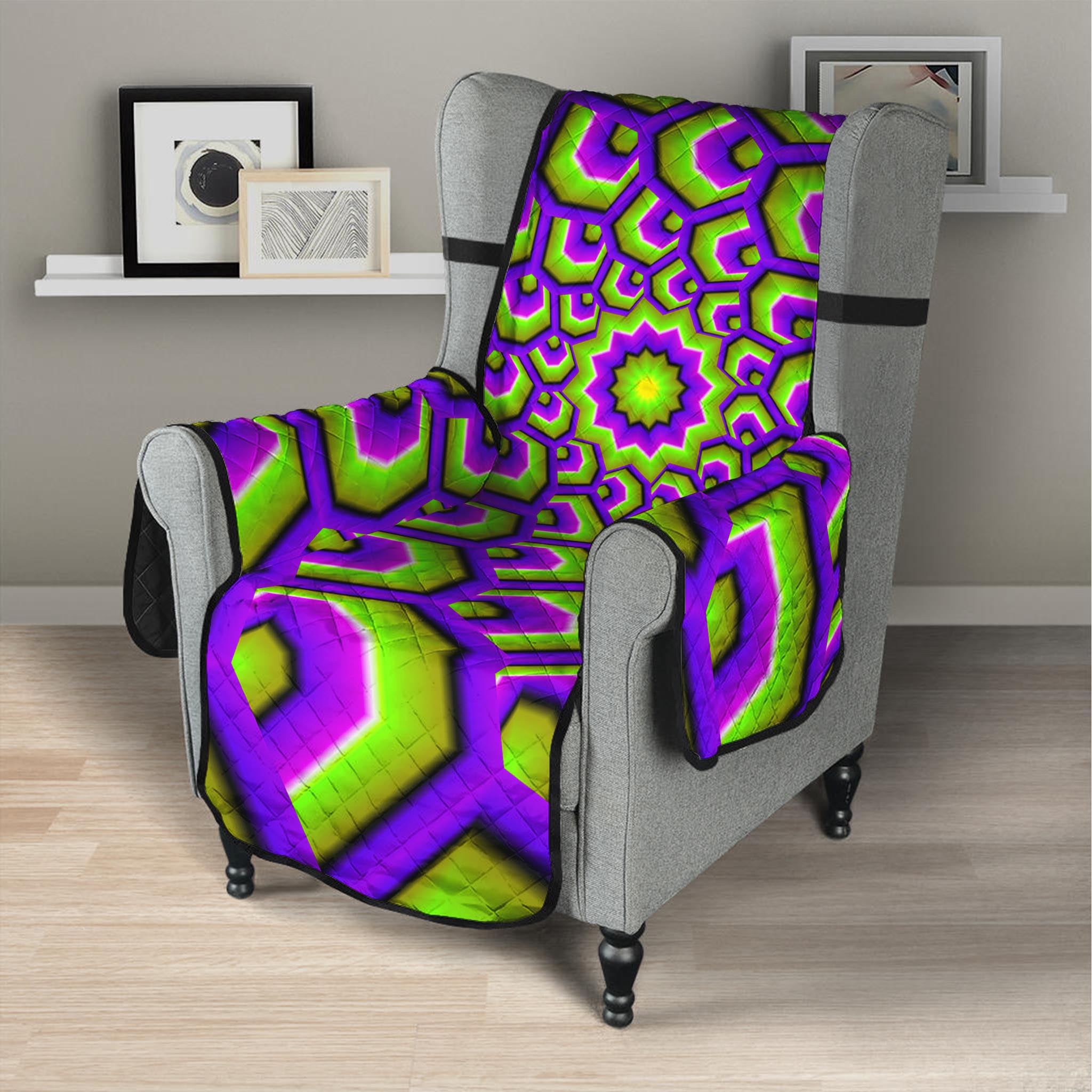 Green Hive Moving Optical Illusion Armchair Protector