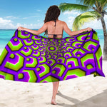Green Hive Moving Optical Illusion Beach Sarong Wrap