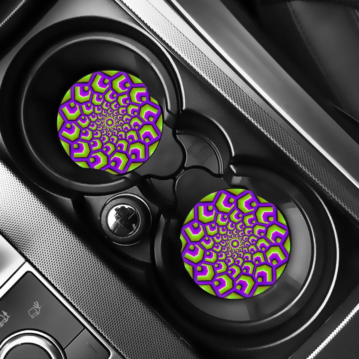Green Hive Moving Optical Illusion Car Coasters