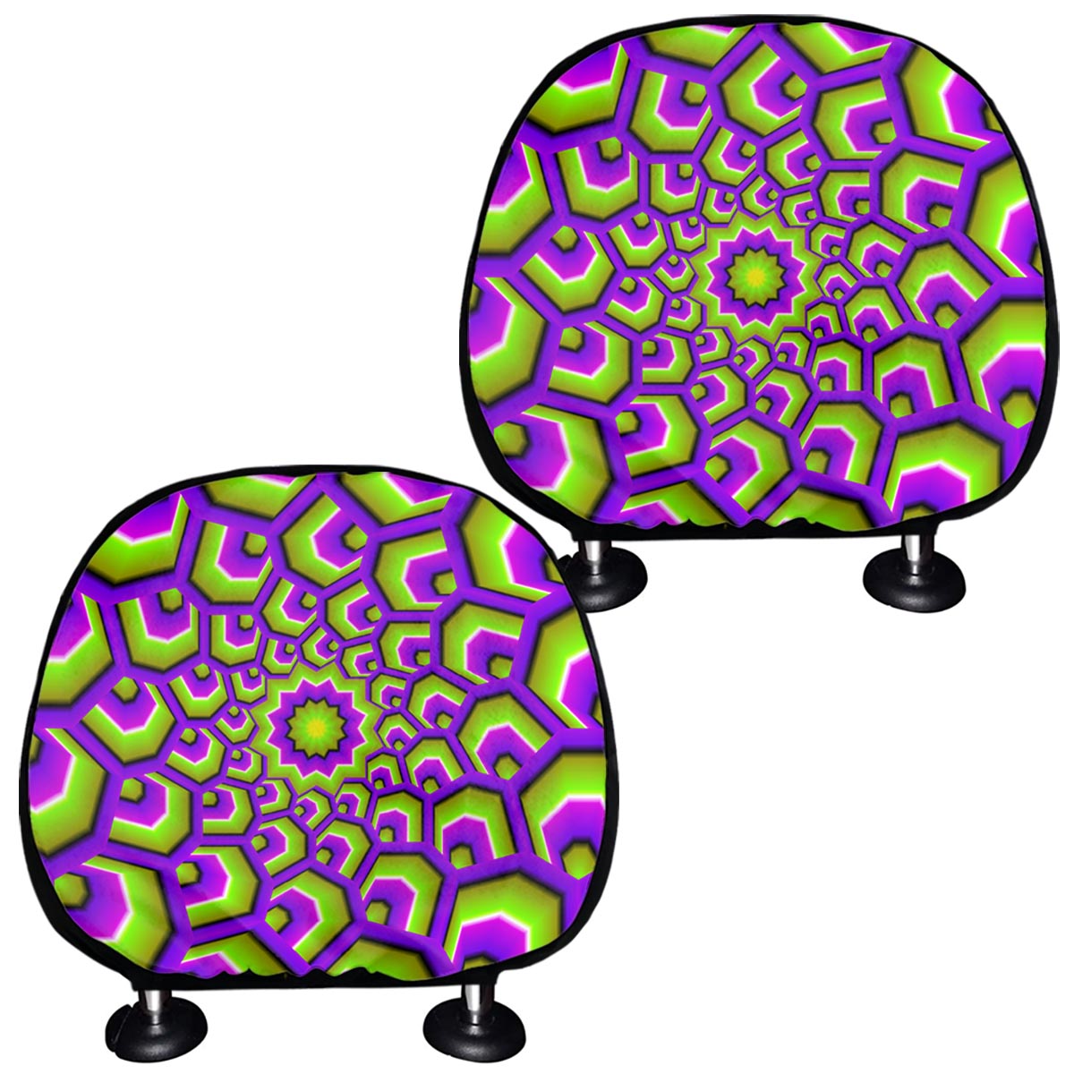 Green Hive Moving Optical Illusion Car Headrest Covers