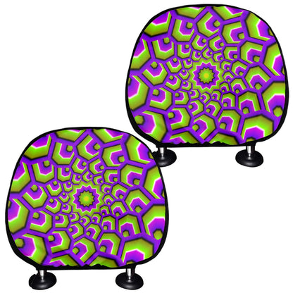 Green Hive Moving Optical Illusion Car Headrest Covers
