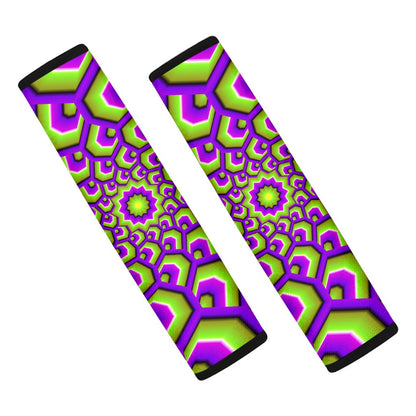 Green Hive Moving Optical Illusion Car Seat Belt Covers
