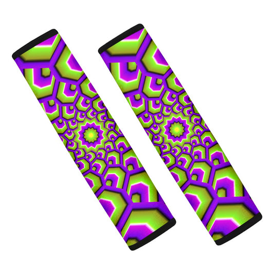 Green Hive Moving Optical Illusion Car Seat Belt Covers