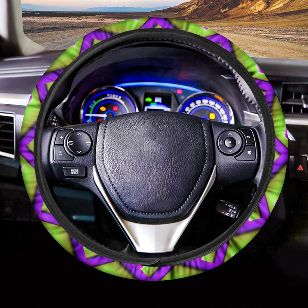 Green Hive Moving Optical Illusion Car Steering Wheel Cover