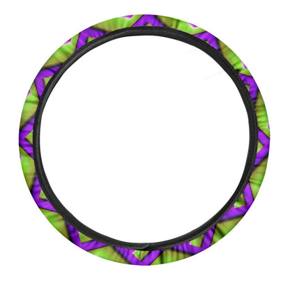 Green Hive Moving Optical Illusion Car Steering Wheel Cover